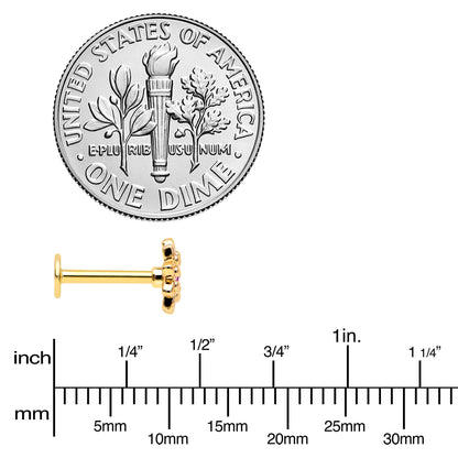 16G 5/16 Pink Gem Gold Tone Starry Flower Labret Monroe Tragus