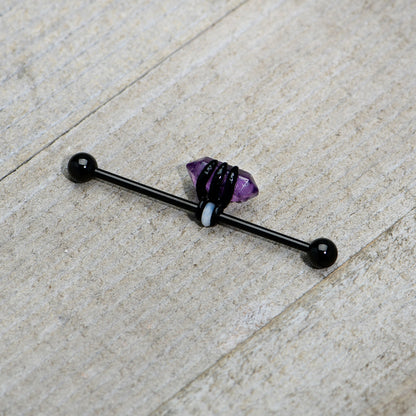14G Purple Amethyst Black Claw Industrial Barbell 38mm