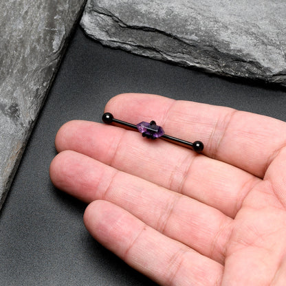 14G Purple Amethyst Black Claw Industrial Barbell 38mm