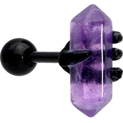 16G 1/4 Purple Amethyst Black Claw Obelisk Cartilage Earring