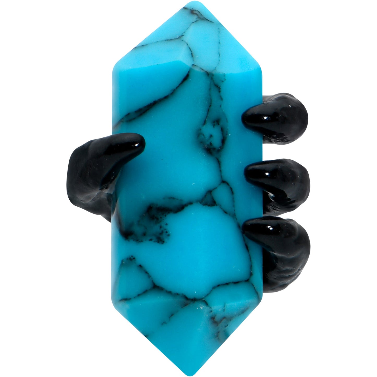 16G 1/4 Blue Turquoise Black Claw Obelisk Cartilage Earring