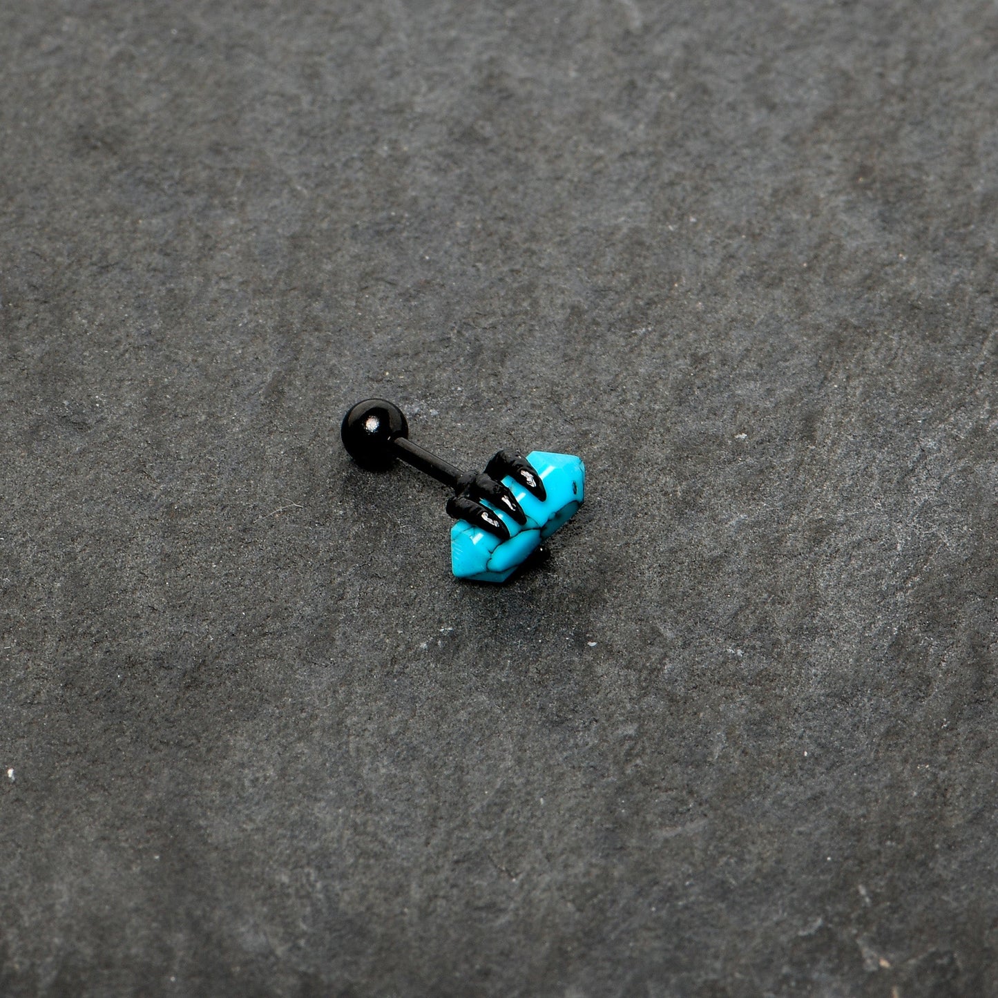 16G 1/4 Blue Turquoise Black Claw Obelisk Cartilage Earring