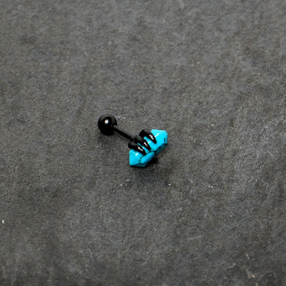 16G 1/4 Blue Turquoise Black Claw Obelisk Cartilage Earring