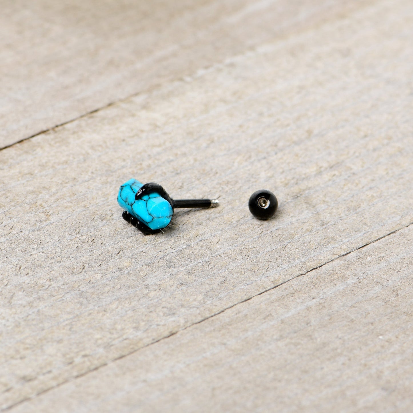 16G 1/4 Blue Turquoise Black Claw Obelisk Cartilage Earring