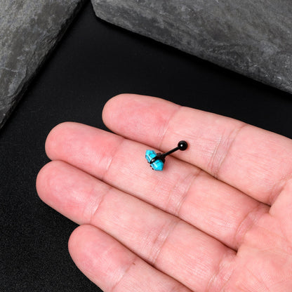 16G 1/4 Blue Turquoise Black Claw Obelisk Cartilage Earring