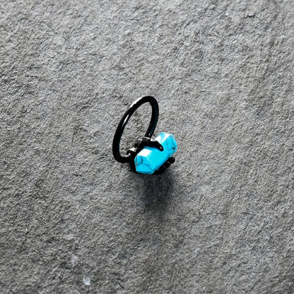 16G 3/8 Blue Turquoise Black Claw Obelisk Hinged Segment Ring