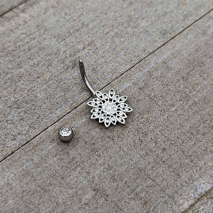 Clear Gem Rococo Starry Flower Baroque Belly Ring