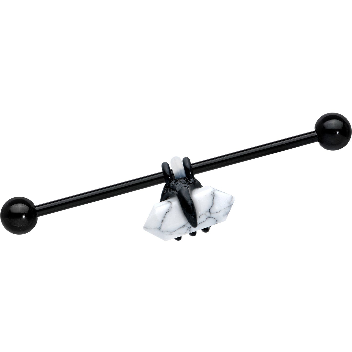 14G White Howlite Black Claw Industrial Barbell 38mm