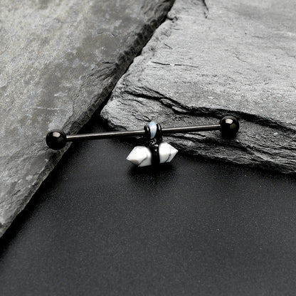 14G White Howlite Black Claw Industrial Barbell 38mm