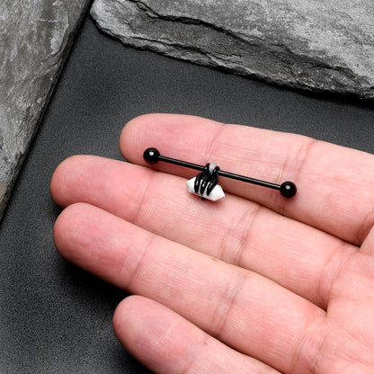 14G White Howlite Black Claw Industrial Barbell 38mm