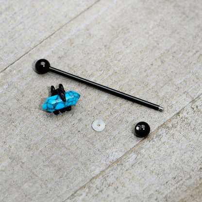 14G Blue Turquoise Black Claw Industrial Barbell 38mm