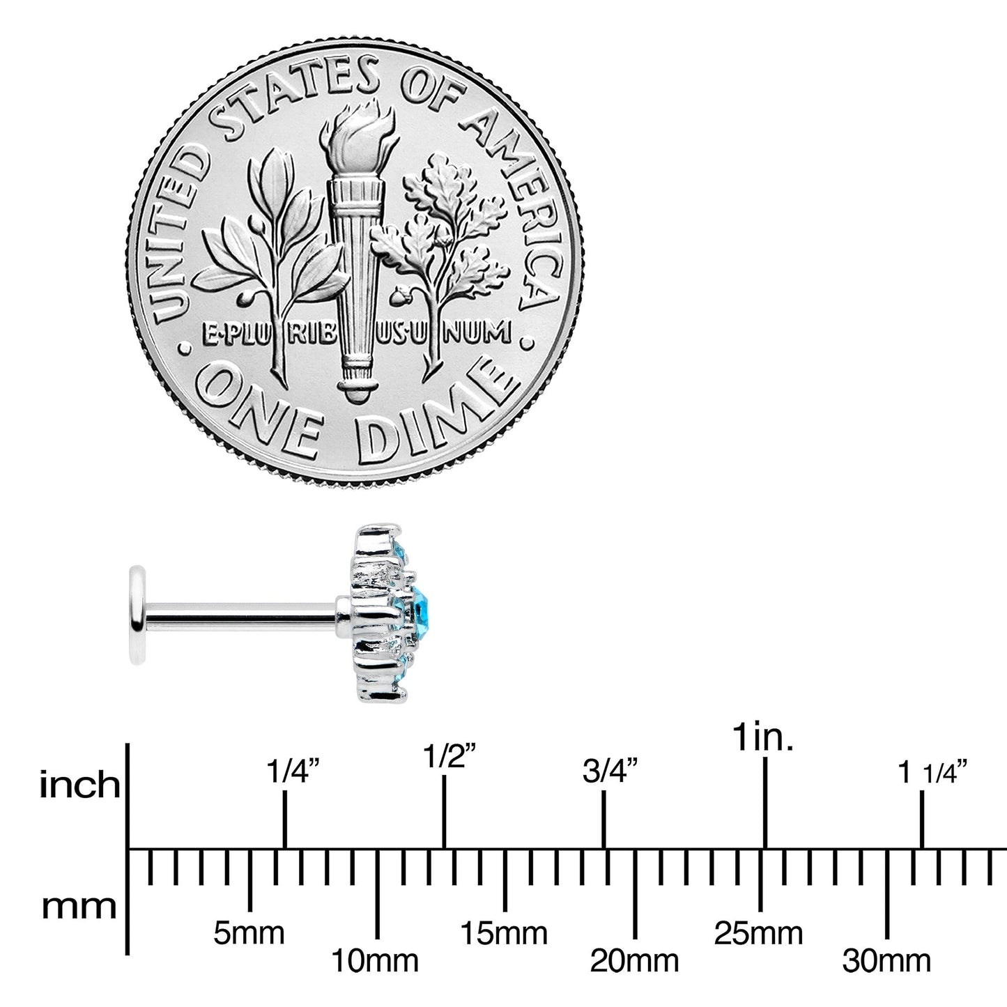 16G 5/16 Blue Gem Stylish Snowflake Labret Monroe Tragus