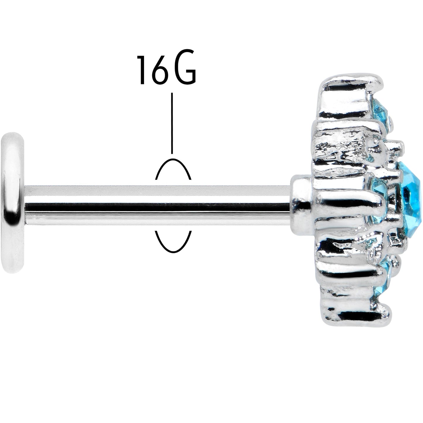 16G 5/16 Blue Gem Stylish Snowflake Labret Monroe Tragus