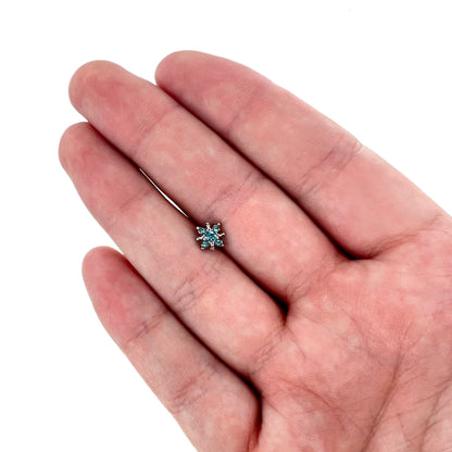 16G 5/16 Blue Gem Stylish Snowflake Labret Monroe Tragus