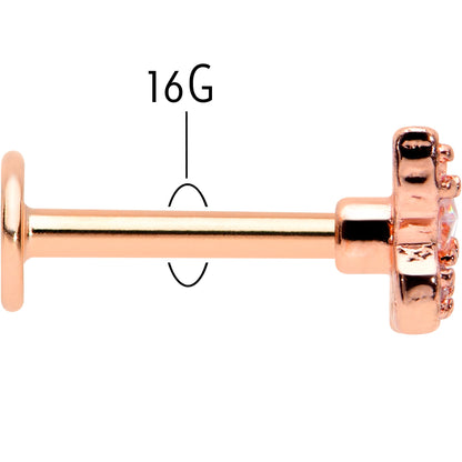 16G 5/16 Clear Gem Rose Gold Tone Opulent Butterfly Labret Tragus