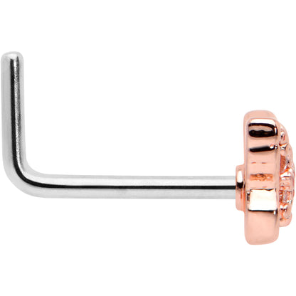 20G 7mm Clear Gem Baroque Rosy Butterfly L Shape Nose Ring