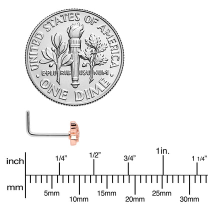 20G 7mm Clear Gem Baroque Rosy Butterfly L Shape Nose Ring