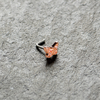 20G 7mm Clear Gem Baroque Rosy Butterfly L Shape Nose Ring