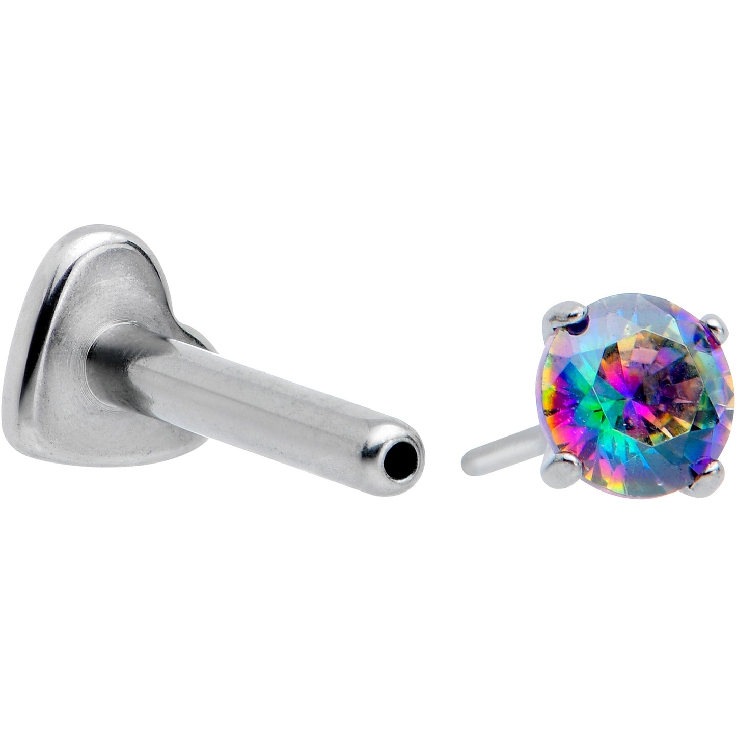 16G 5/16 Vitrail CZ ASTM F-136 Implant Grade Titanium Threadless Heart End Labret