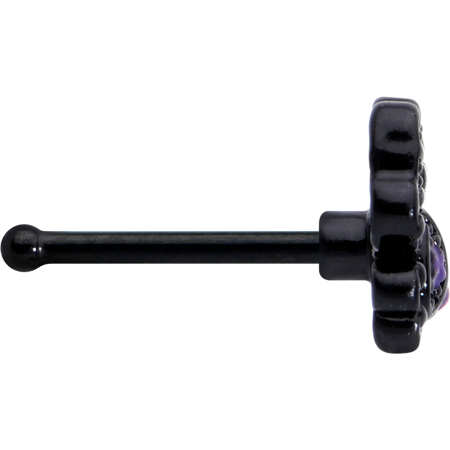 20G 1/4 Purple Gem Black Chic Crab Nose Bone