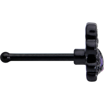 20G 1/4 Purple Gem Black Chic Crab Nose Bone