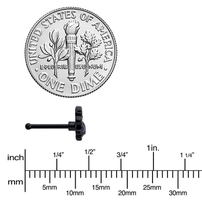 20G 1/4 Purple Gem Black Chic Crab Nose Bone