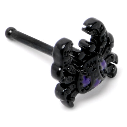 20G 1/4 Purple Gem Black Chic Crab Nose Bone