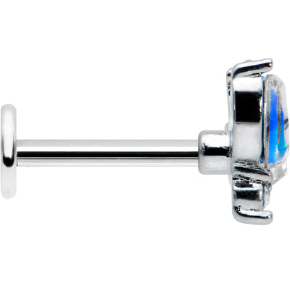 16G 5/16 Blue Synthetic Opal Style Flower Labret Monroe Tragus