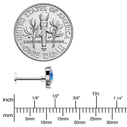 16G 5/16 Blue Synthetic Opal Style Flower Labret Monroe Tragus