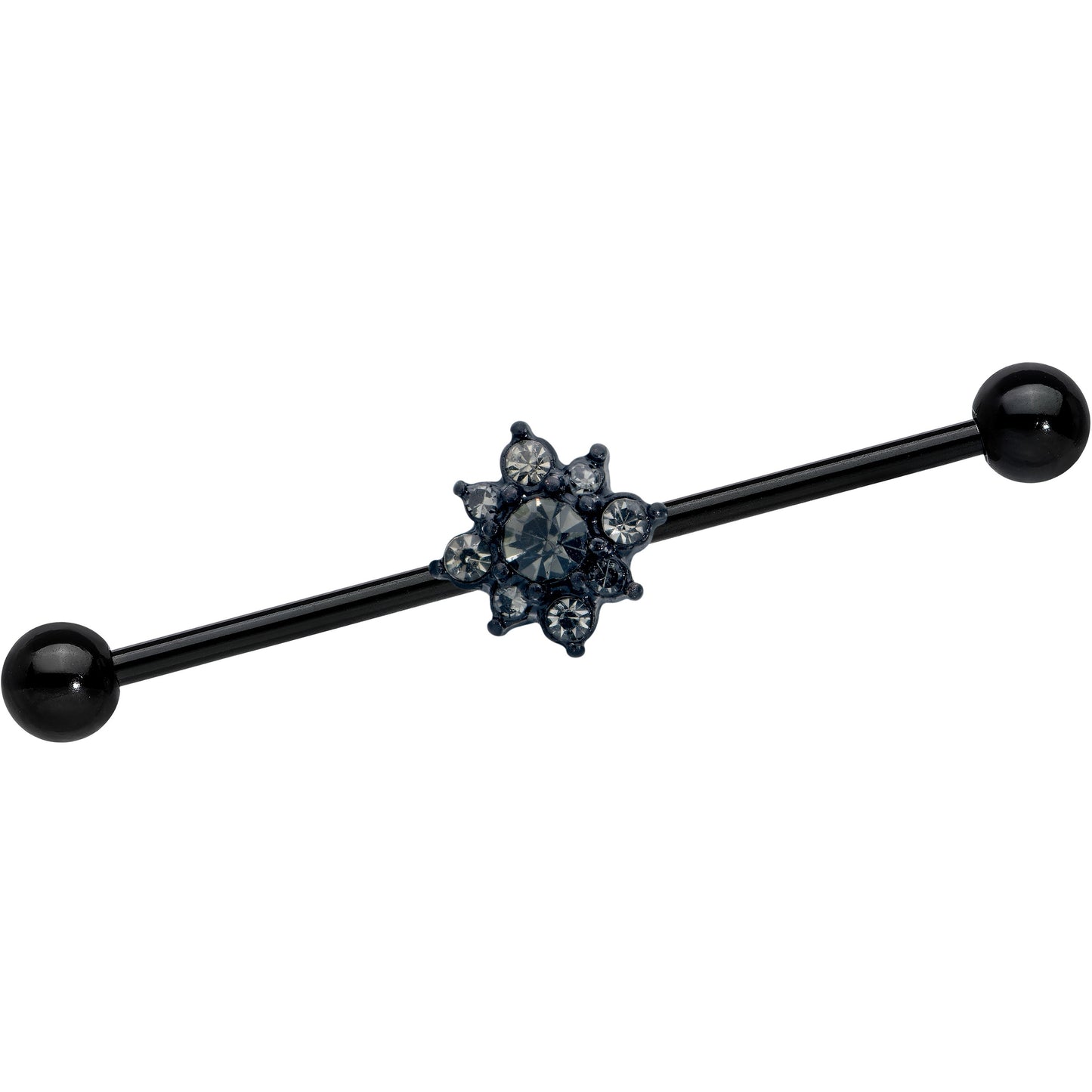 14G Clear Gem Black Gothic Sun Industrial Barbell 38mm