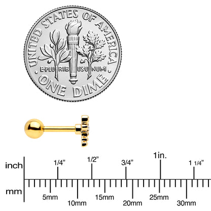 16G 1/4 Clear Gem Gold Tone Flying Dragonfly Cartilage Earring