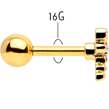 16G 1/4 Clear Gem Gold Tone Flying Dragonfly Cartilage Earring