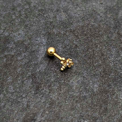 16G 1/4 Clear Gem Gold Tone Flying Dragonfly Cartilage Earring