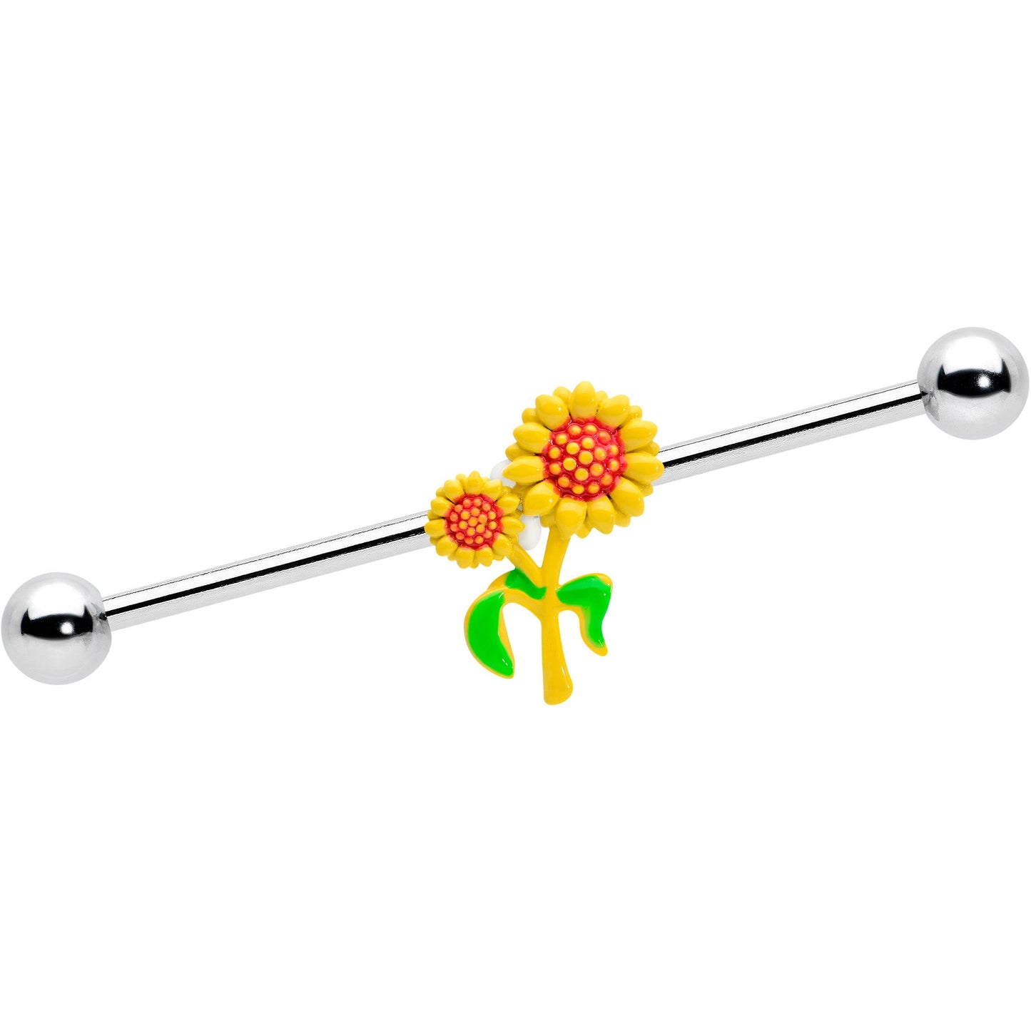 14G Happy Sunflower Duo Industrial Barbell 38mm