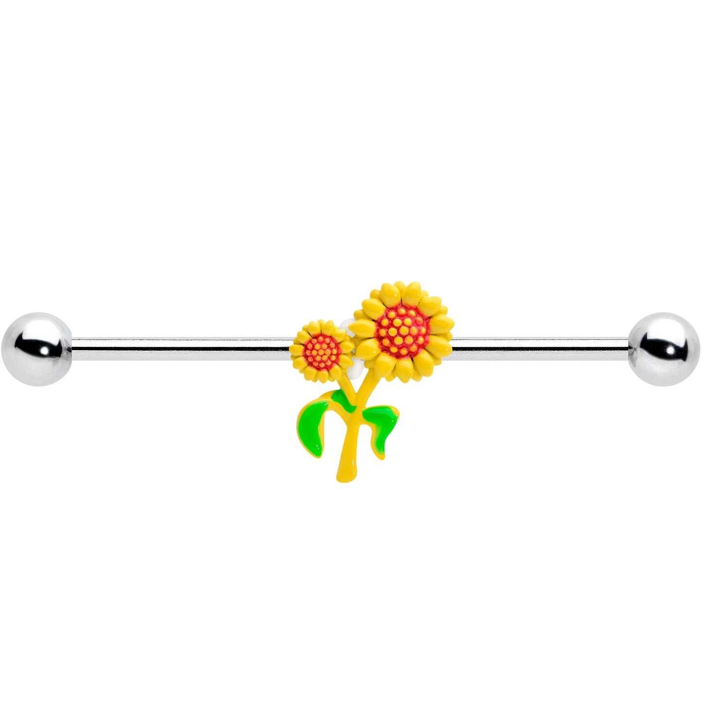 14G Happy Sunflower Duo Industrial Barbell 38mm