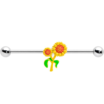14G Happy Sunflower Duo Industrial Barbell 38mm