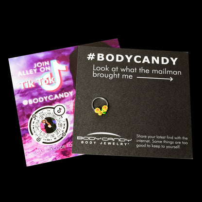 16G 3/8 Happy Yellow Sunflower Trio Hinged Segment Ring