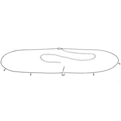 Clear Gem Double Drop Double Mount Belly Ring Belly Chain