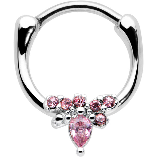 16G 5/16 Pink Gem Bee Glamour Cartilage Clicker