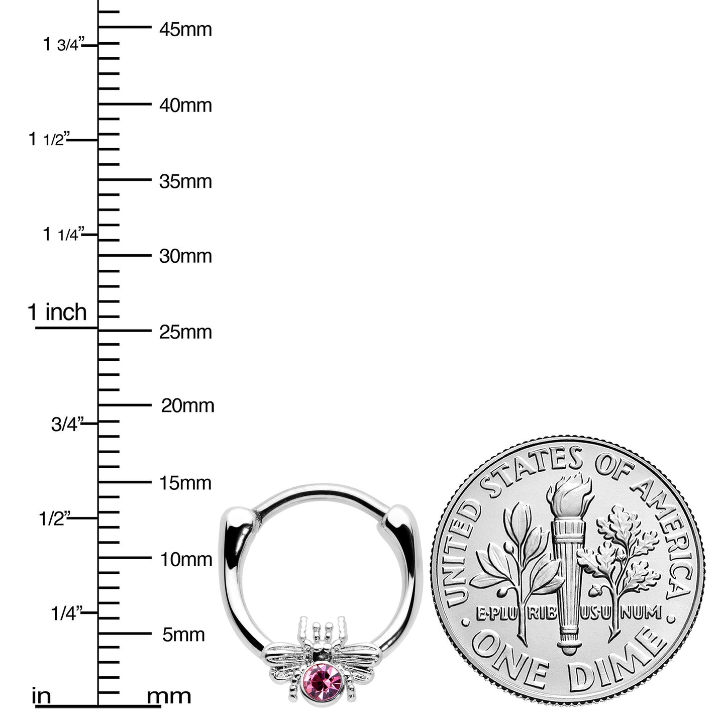 16G 5/16 Pink Gem Ultra Fly Cartilage Clicker