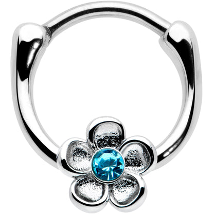 16G 5/16 Blue Gem Sweetheart Flower Cartilage Clicker