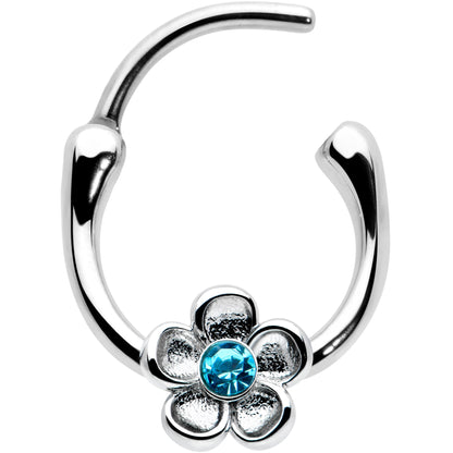 16G 5/16 Blue Gem Sweetheart Flower Cartilage Clicker