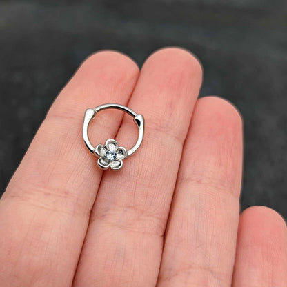 16G 5/16 Clear Gem Sweetheart Flower Cartilage Clicker