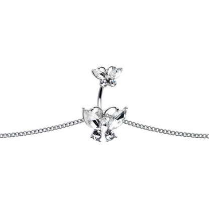 Clear Gem Butterfly Beauties Double Mount Belly Ring Belly Chain