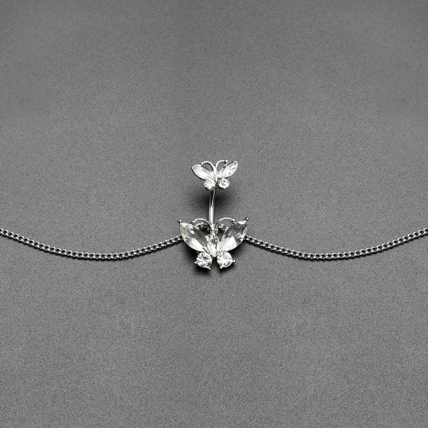 Clear Gem Butterfly Beauties Double Mount Belly Ring Belly Chain