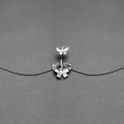 Clear Gem Butterfly Beauties Double Mount Belly Ring Belly Chain