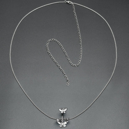 Clear Gem Butterfly Beauties Double Mount Belly Ring Belly Chain