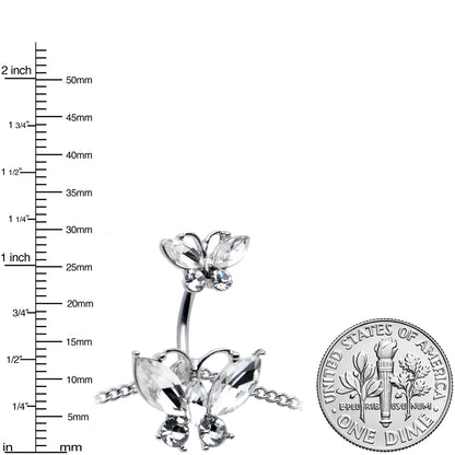 Clear Gem Butterfly Beauties Double Mount Belly Ring Belly Chain