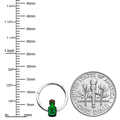 16G 3/8 Poison Green Bottle Glow in the Dark Hinged Segment Ring