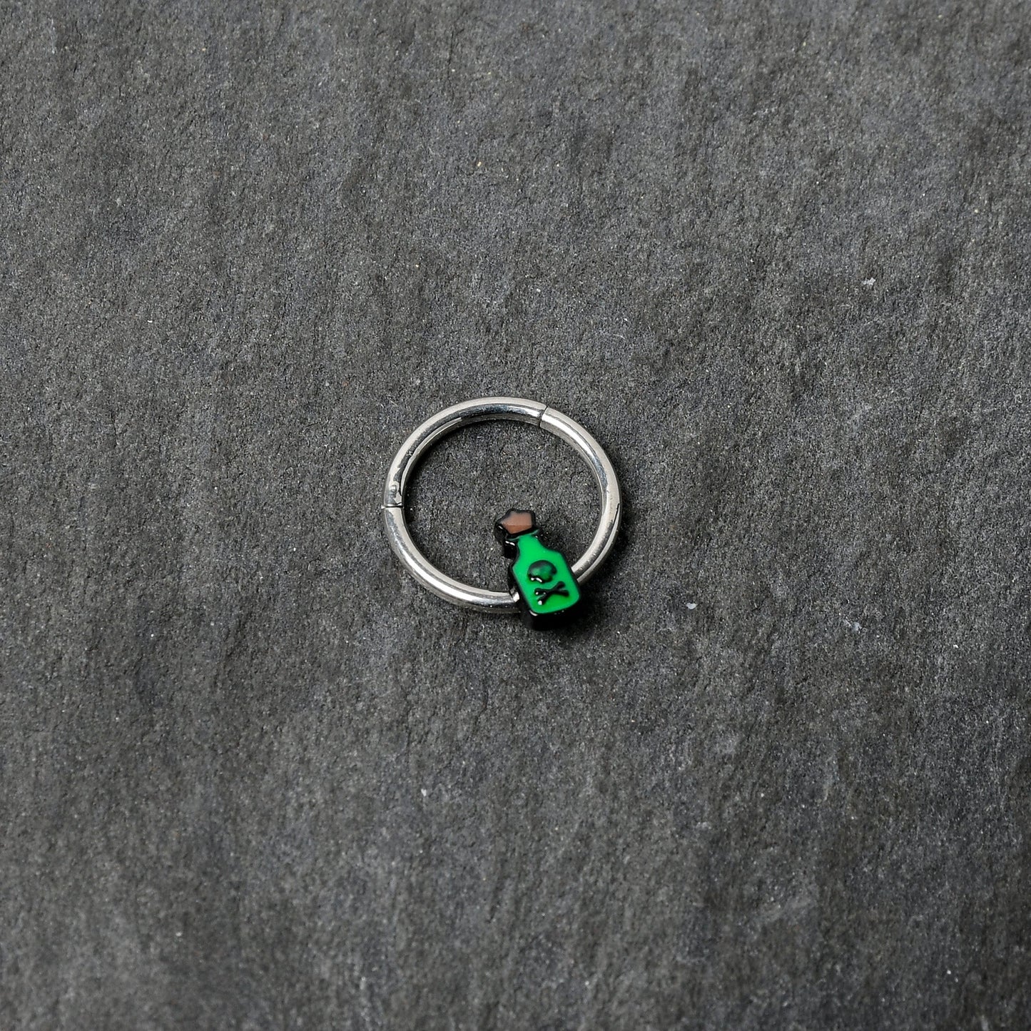 16G 3/8 Poison Green Bottle Glow in the Dark Hinged Segment Ring